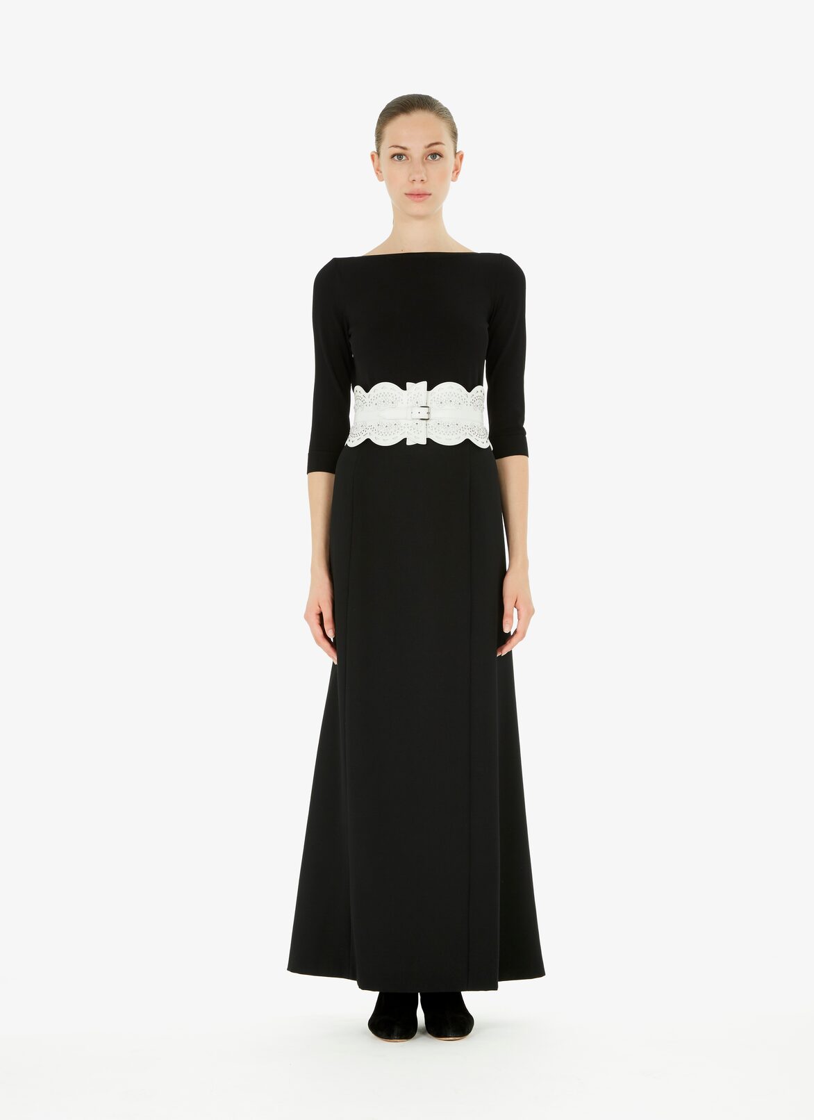 CORSET CUIR LUX NEW VIENNE FLEUR OPTICAL WHITE ALAÏA ホワイト  CORSET CUIR LUX NEW VIENNE FLEUR OPTICAL WHITE